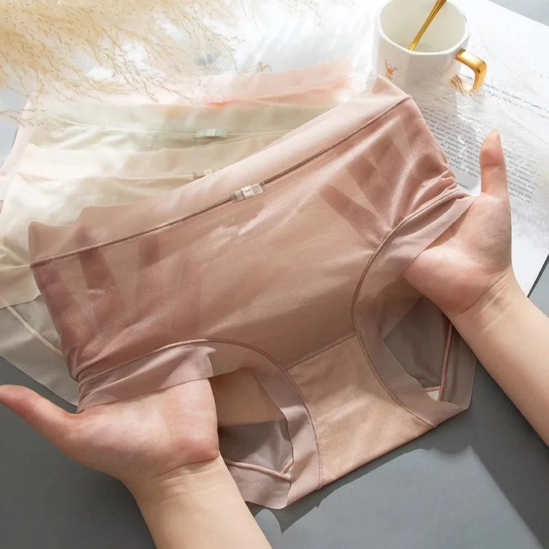 Calcinhas de Seda Gelo Sem Costura Ice Silk - Pacote com 3 Unidades