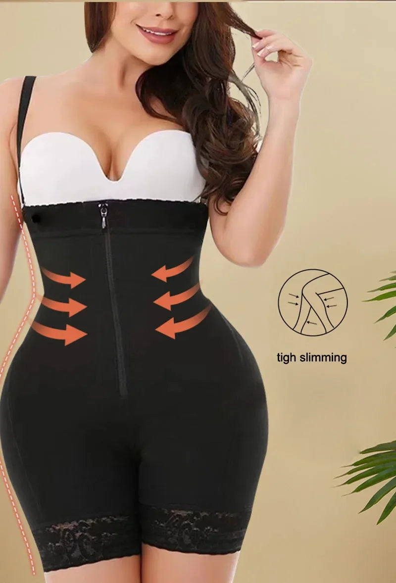 Shapewear de Compressão com Busto Aberto e Controle de Barriga com Zíper