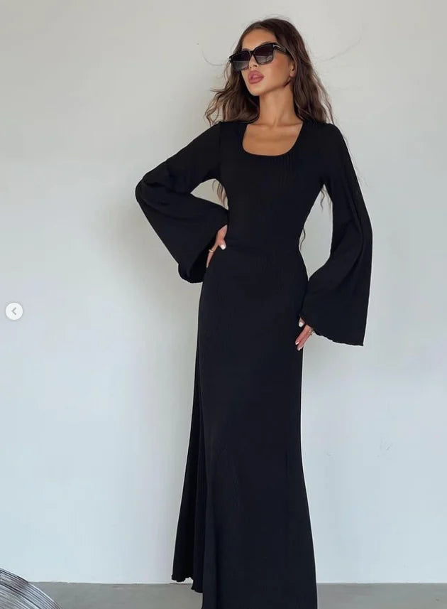 Vestido Elegante de Malha com Amarração na Cintura