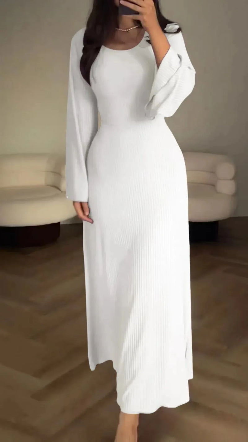 Vestido Elegante de Malha com Amarração na Cintura