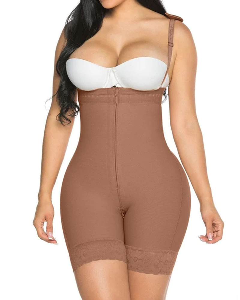 Shapewear de Compressão com Busto Aberto e Controle de Barriga com Zíper