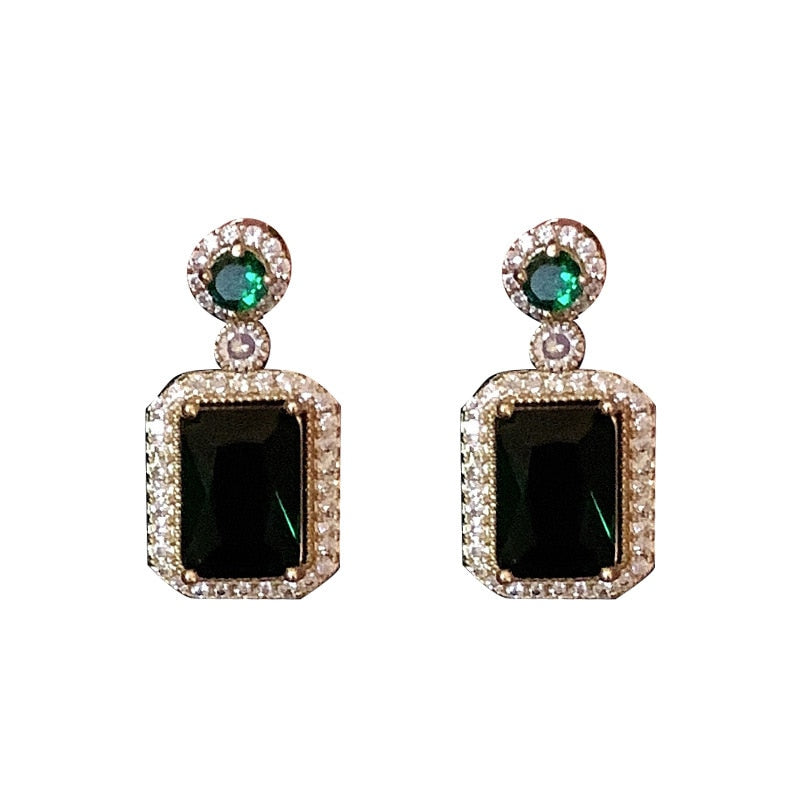 Conjunto de joias de cristal verde esmeralda