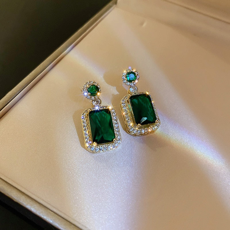 Conjunto de joias de cristal verde esmeralda