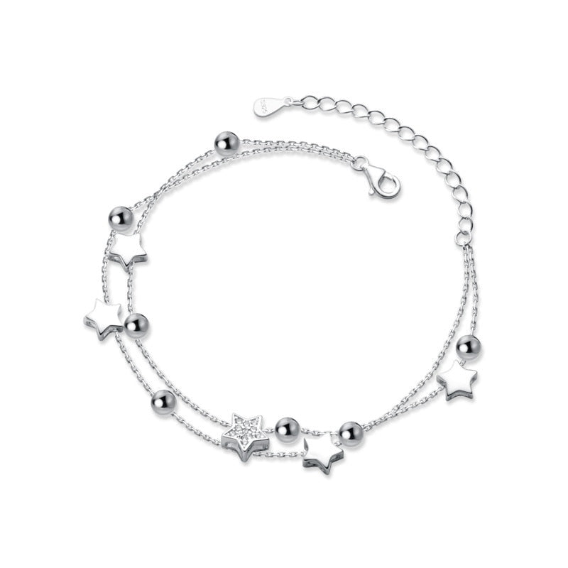 Pulseira De Prata Com Estrelas